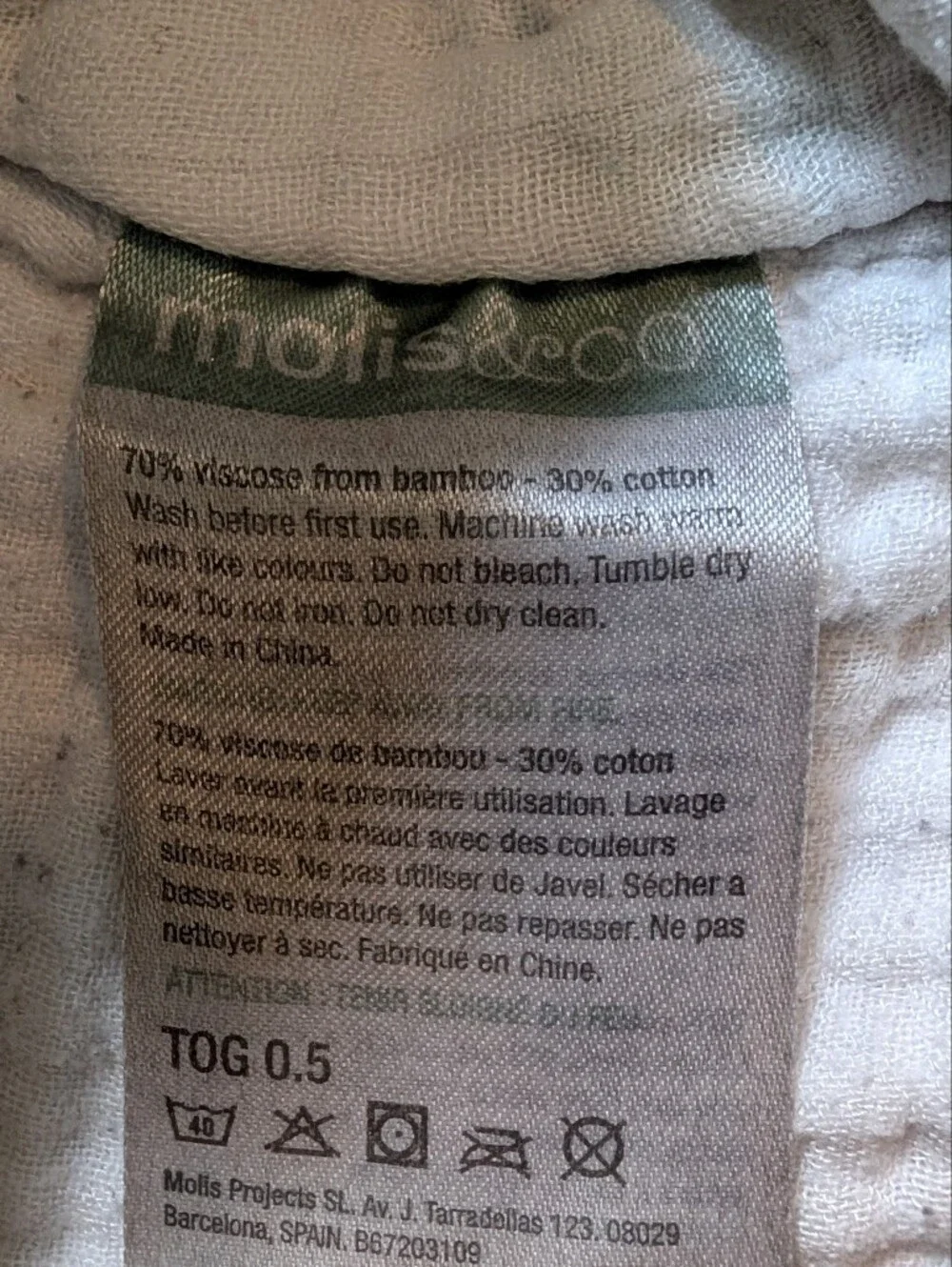 Bamboo/Cotton Sleep Sack